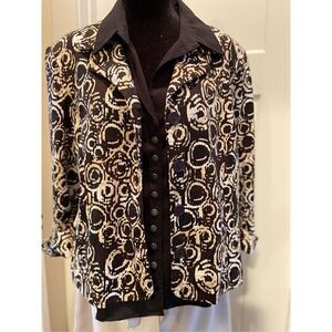 Dress Barn Women's Large Top / Button Down Collared Jacket w Shoulder Pads New